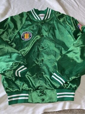 Vietnam Veterans America Suffolk LI NY Chapter Green Satin Jacket baseball style